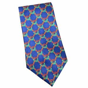 Noel Christmas Tie 100% Silk Blue Wreaths Holiday Festive Wrokwear Office Fun